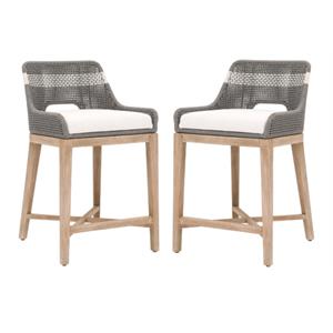 Home Square 26&quot Fabric Counter Stool in Gray Finish - Set of 2