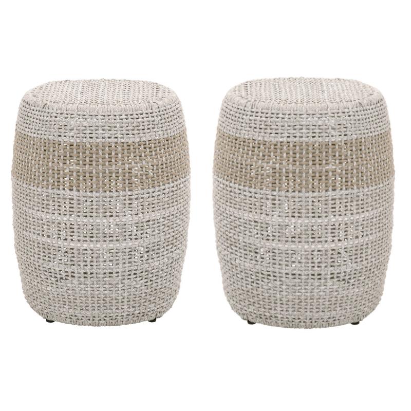 Home Square Fabric Accent Table in Taupe Gray Finish - Set of 2