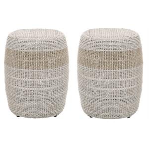 Home Square Fabric Accent Table in Taupe Gray Finish - Set of 2