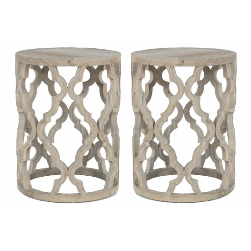 Home Square Antique Clover Wood End Table in Gray - Set of 2