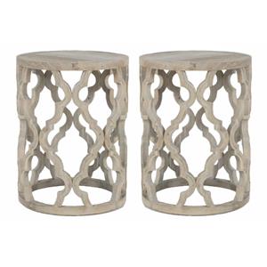 Home Square Antique Clover Wood End Table in Gray - Set of 2