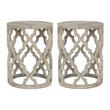 Home Square Antique Clover Wood End Table in Gray - Set of 2