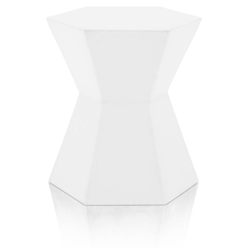 Home Square District Bento Stone Accent Table in Ivory - Set of 2