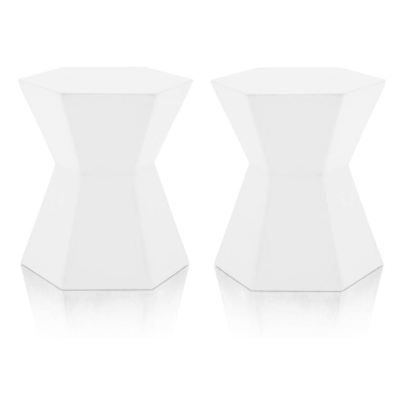 Home Square District Bento Stone Accent Table in Ivory - Set of 2