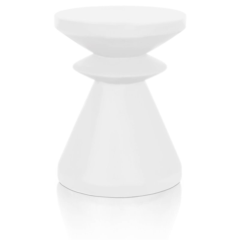 Home Square District Pawn Stone Accent Table in Ivory - Set of 2