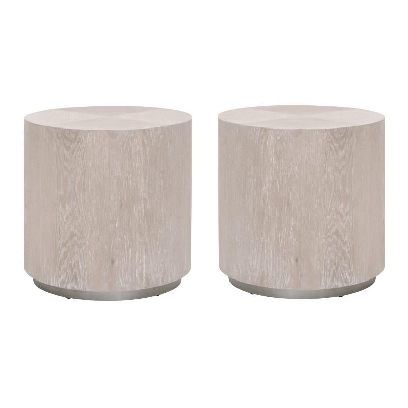Home Square District Wood Large End Table in Natural Gray - Set of 2