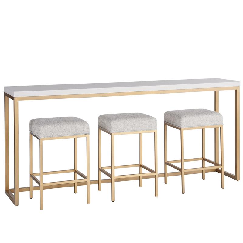Home Square Metal Console Table in Gold and White Top - Set of 2