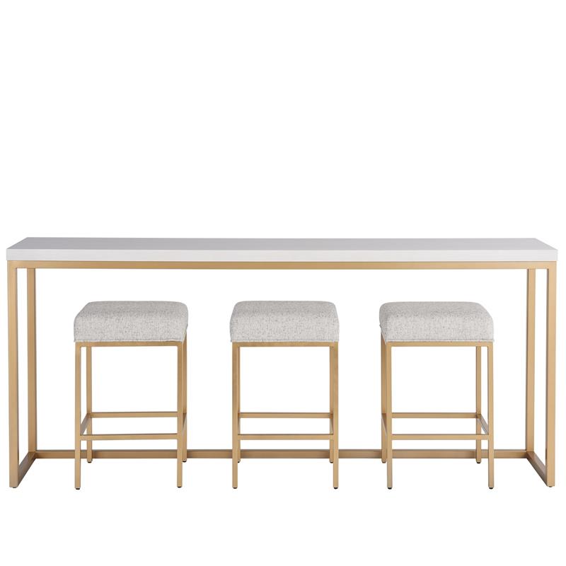 Home Square Metal Console Table in Gold and White Top - Set of 2
