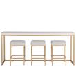 Home Square Metal Console Table in Gold and White Top - Set of 2