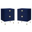 Home Square Single Drawer & Door Nightstand in Dark Navy - Set of 2