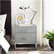 Home Square 2-Drawer Nightstand with Metal Base in Light Gray - Set of 2