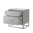 Home Square 2-Drawer Nightstand with Metal Base in Light Gray - Set of 2