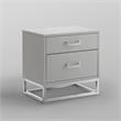 Home Square 2-Drawer Nightstand with Metal Base in Light Gray - Set of 2