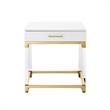 Home Square 1-Drawer Metal End Table in White & Gold - Set of 2