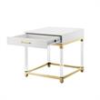 Home Square 1-Drawer Metal End Table in White & Gold - Set of 2