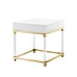 Home Square 1-Drawer Metal End Table in White & Gold - Set of 2