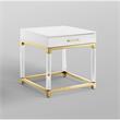 Home Square 1-Drawer Metal End Table in White & Gold - Set of 2