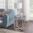 Home Square Modern Steel Base End Table in Light Gray & Chrome - Set of 2