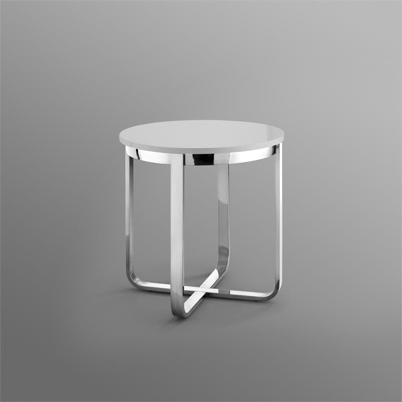 Home Square Modern Steel Base End Table in Light Gray & Chrome - Set of 2