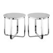 Home Square Modern Steel Base End Table in Light Gray & Chrome - Set of 2