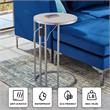 Home Square Veneer Top Metal Base End Table in Gray & Chrome - Set of 2