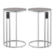 Home Square Veneer Top Metal Base End Table in Gray & Chrome - Set of 2