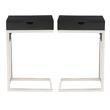 Home Square 2 USB Charging Ports End Tables in Black And Chrome - Set of 2
