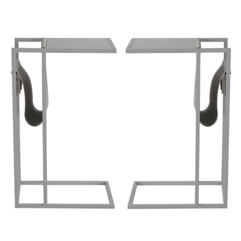 Home Square 2 USB Charging Ports End Tables in Gray - Set of 2