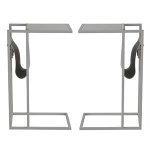 Home Square 2 USB Charging Ports End Tables in Gray - Set of 2
