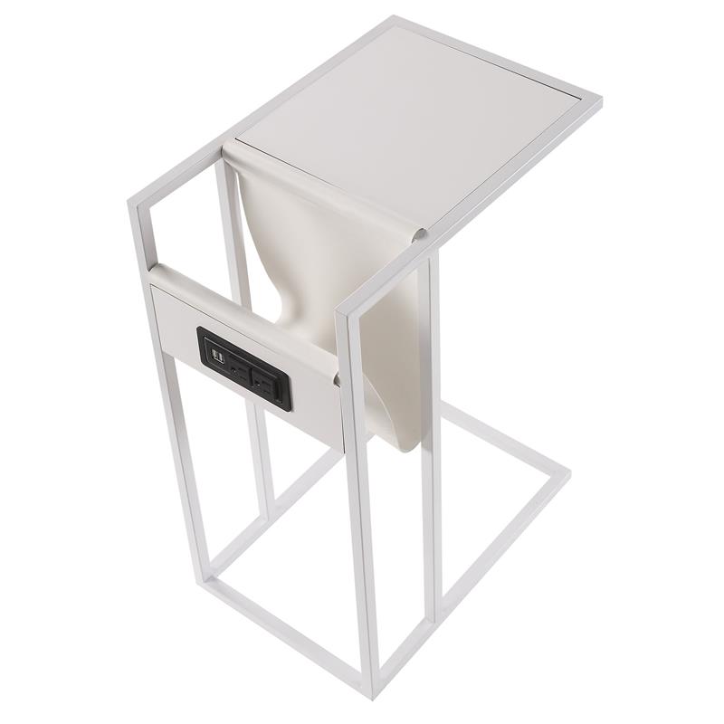 Home Square 2 USB Charging Ports End Tables in White - Set of 2