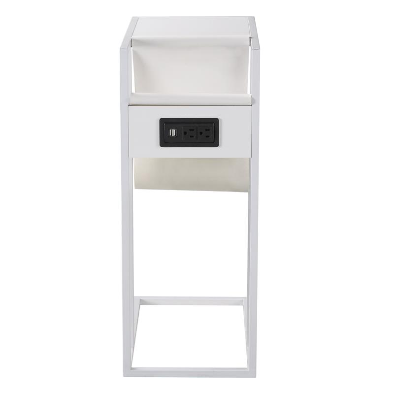 Home Square 2 USB Charging Ports End Tables in White - Set of 2