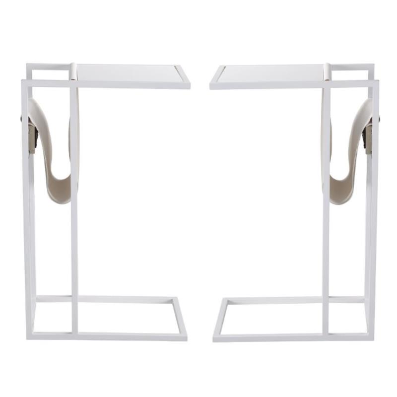 Home Square 2 USB Charging Ports End Tables in White - Set of 2