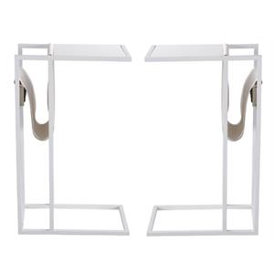 Home Square 2 USB Charging Ports End Tables in White - Set of 2