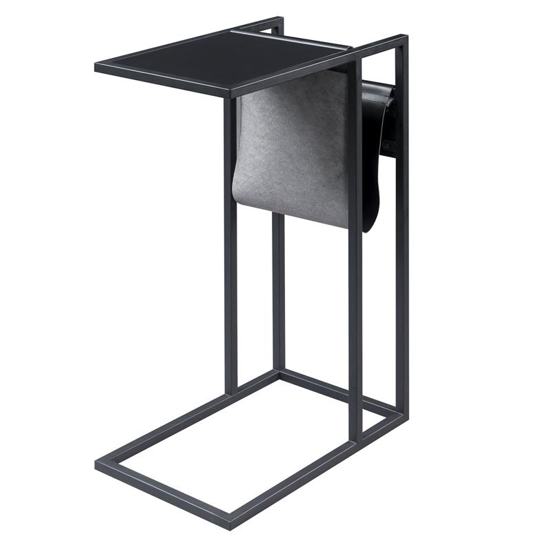 Home Square 2 USB Charging Ports End Tables in Black - Set of 2