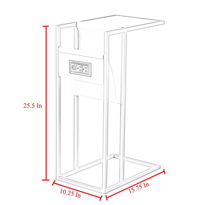 Home Square 2 USB Charging Ports End Tables in Black - Set of 2