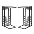 Home Square 2 USB Charging Ports End Tables in Gray & Black - Set of 2