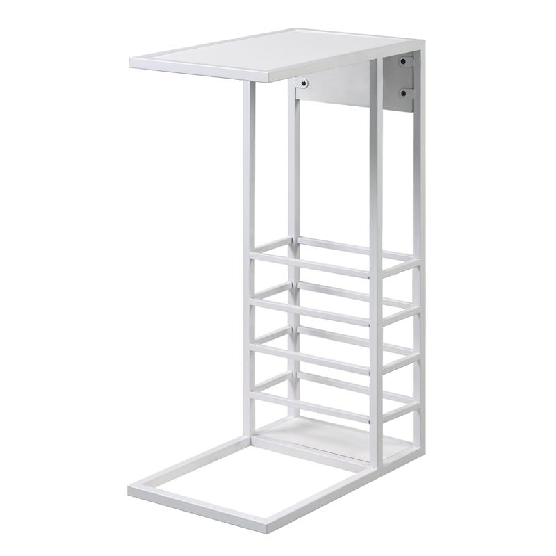 Home Square Magazine Holder End Tables in White Finish - Set of 2