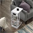 Home Square Magazine Holder End Tables in White Finish - Set of 2