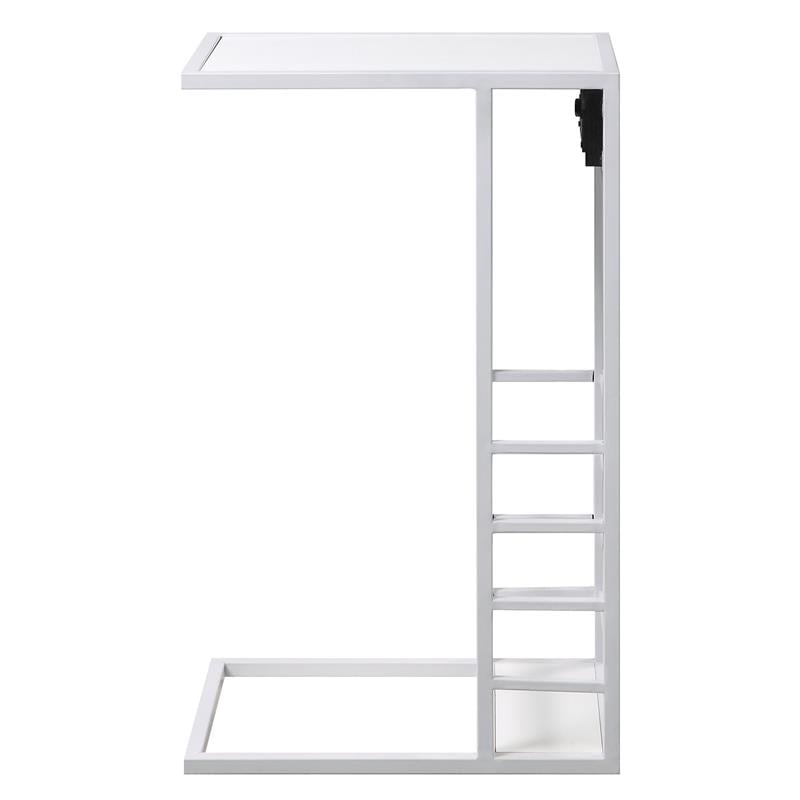 Home Square Magazine Holder End Tables in White Finish - Set of 2