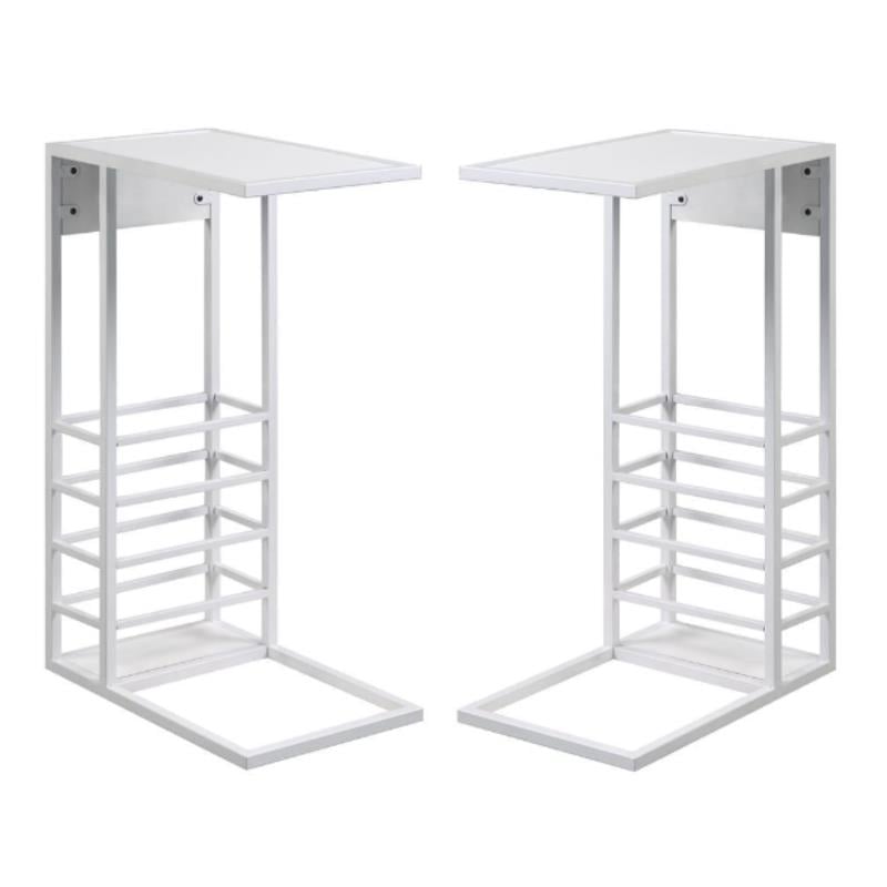 Home Square Magazine Holder End Tables in White Finish - Set of 2