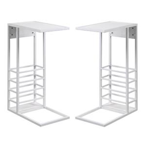 Home Square Magazine Holder End Tables in White Finish - Set of 2