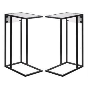 Home Square 2 USB Charging Ports End Tables in White & Black - Set of 2
