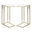 Home Square 2 Outlets Power Plug End Tables in White and Gold - Set of 2