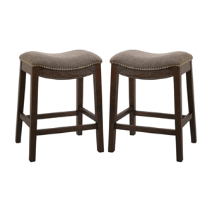 Home Square 25&quot Saddle Wood Counter Height Stool in Cobble Gray - Set of 3