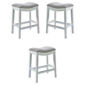 Home Square 30&quot Farmhouse Wood Bar Height Stool in White Wash - Set of 3