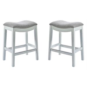 Home Square 25&quot Farmhouse Wood Counter Height Stool in White Wash - Set of 2