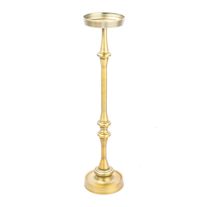 Home Square Traditional Iron Metal Side Table in Brass - Set of 2
