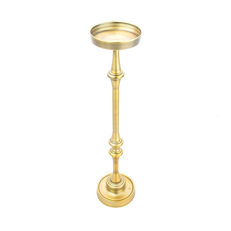 Home Square Traditional Iron Metal Side Table in Brass - Set of 2