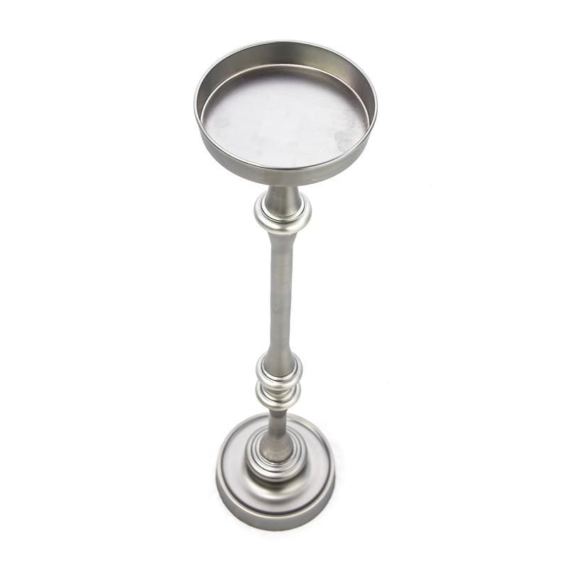 Home Square Traditional Iron Metal Side Table in Brushed Silver - Set of 2