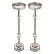 Home Square Traditional Iron Metal Side Table in Brushed Silver - Set of 2